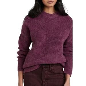 MADEWELL Camel Hair & Wool Belfiore Ribbed Heather Violet Sweater Women's MEDIUM